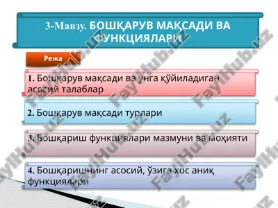 bo'shqa ruvmaqsadi va funksionalari — PPTX