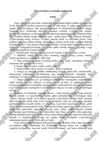 nutq texnikasi va notiqlik madaniyati — DOCX
