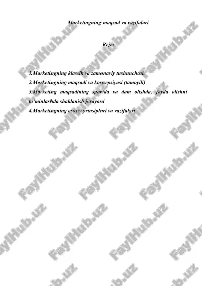 marketingning maqsad va vazifalari — DOC