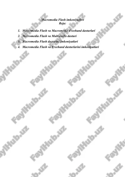 macromedia flash imkoniyatlari — DOC