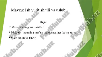 ish yuritish tili va uslubi — PPTX