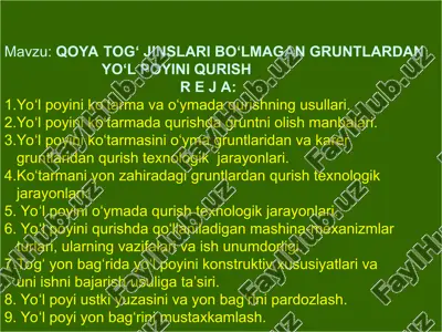 yo‘l poyini qurish — PPT