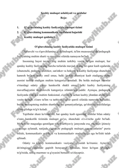 kasbiy muloqotdan 5 ta mazvuga 5 listan — DOC
