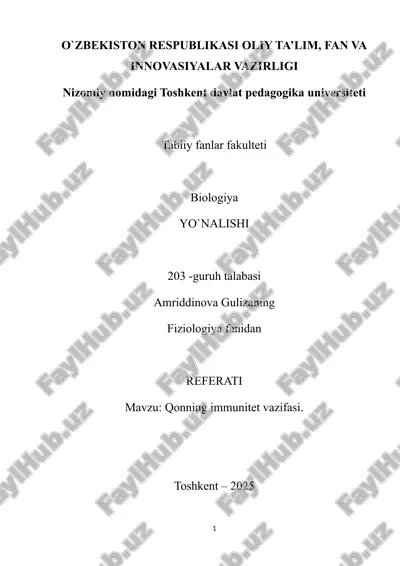 qonning immunitet vazifasi — DOCX