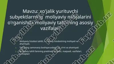 moliyaviy tahlil haqida ma'lumotlar — PPTX