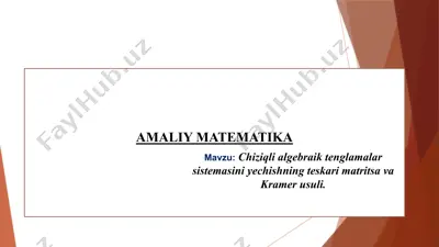 chiziqli algebraik tenglamalar sistemasining matritsaviy shakli (matritsaning tatbig’i) — PPTX