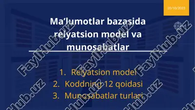 relyatsion ma'lumotlar bazasi — PPTX