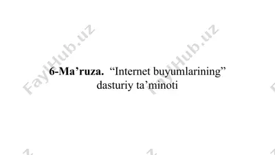 "internet buyumlarining" dasturiy ta’minoti — PPTX