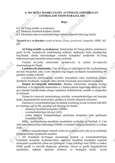avtomatlashtirilgan loyihalash tizim darajalari — DOCX