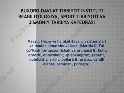 reabilitologiya, sport tibbiyoti va jismoniy tarbiya — PPTX