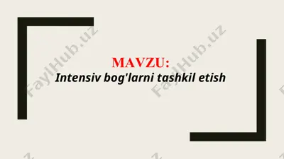 intensiv bog'larni tashkil etish (taqdimot) — PPTX