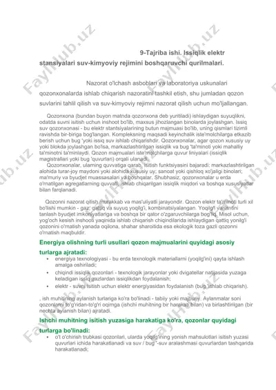 qozonxona ishlab chiqarish nazorati — DOCX