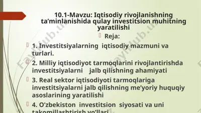 investitsiyalar haqida ma'lumotlar — PPTX