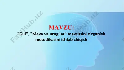 gul, meva va urug'lar mavzusini o'rganish metodikasini ishlab chiqish (taqdimot) — PPTX