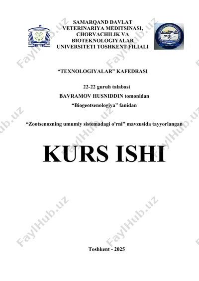 zootsenozning umumiy sistemadagi oʻrno — DOCX