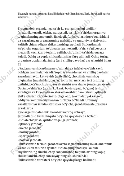 tayanch-harakat apparati kasalliklarida reabilitatsiya usullari — DOCX
