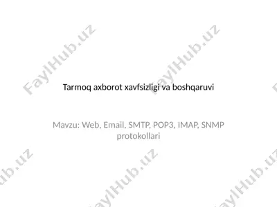 tarmoq axborot xavfsizligi va boshqaruvi — PPTX