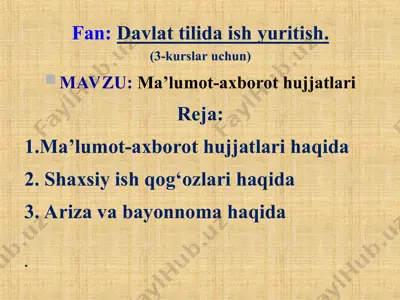 davlat tilida ish yuritish: amaliy qo‘llanma — PPT