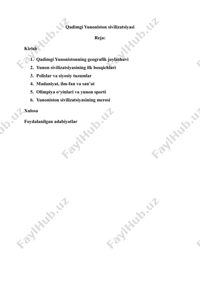 qadimgi yunoniston sivilizatsiyasi — DOCX