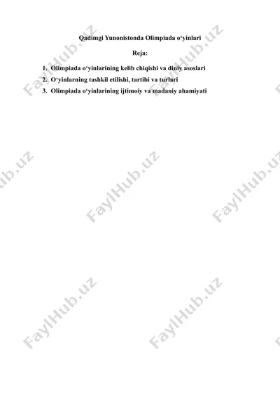 qadimgi yunonistonda olimpiada o‘yinlari — DOCX