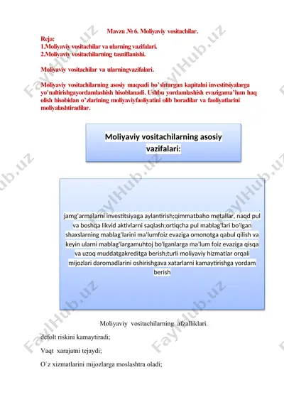 moliyaviy vositachilar — DOCX