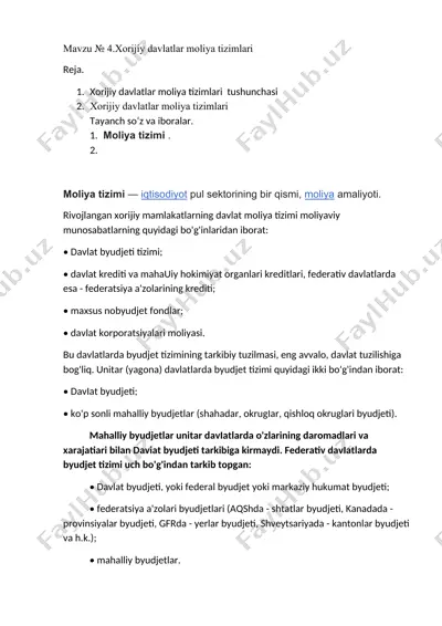 xorijiy davlatlar moliya tizimlari — DOCX