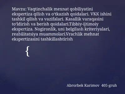 tibbiy-ijtimoiy ekspertiza qoidalari — PPTX