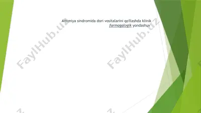 aritmiya sindromidagi vositalarni qo'llashda klinik-farmakologik yondashuv — PPTX