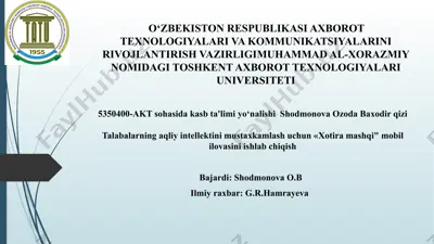 "xotira mashqi" mobil ilova — PPTX