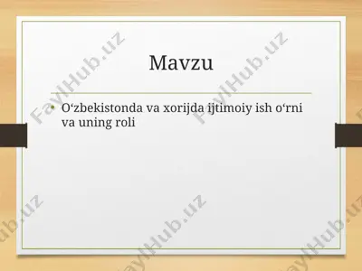 o‘zbekistonda va xorijda ijtimoiy ish o‘rni va uning roli — PPTX