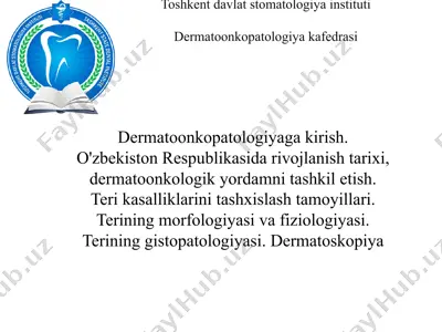 dermatoonkopatologiya fanidan tashkilotilgan dars rejasi — PPTX