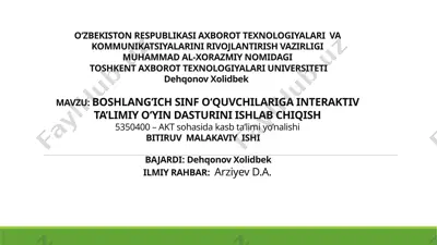 interaktiv ta'limiy o'yin dasturi — PPTX