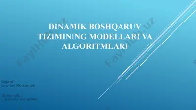 dinamik boshqaruv tizimining modellari va algoritmlari — PPTX