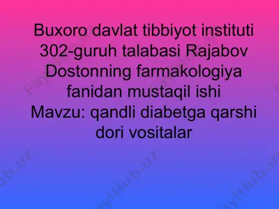 qandli diabetga qarshi dori vositalar — PPT