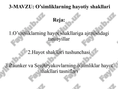 o’simliklarning hayotiy shakllari — PPTX