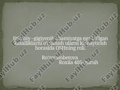 epidemik yuqumli va epidemik kasalliklarni o'rganish — PPTX