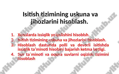 isitish tizimining uskunavajlari. — PPTX