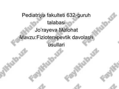 fizioterapiya usullari — PPTX