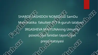 sezgilarning umumiy psixologiya fanidan tayyorlagan prezantatsiya — PPTX