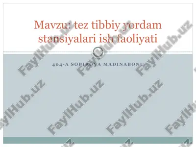 tez-tibbiy yordam stansiyalari ish faoliyati — PPTX
