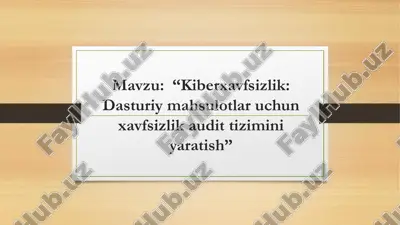 dasturiy mahsulotlar uchun xavfsizlik audit tizimi — PDF