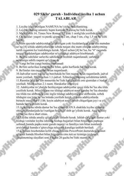 matn shakillantirish talablari — DOCX