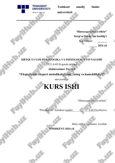 eksperiment ekspert metodikalarining yutuq va kamchiliklari — DOCX