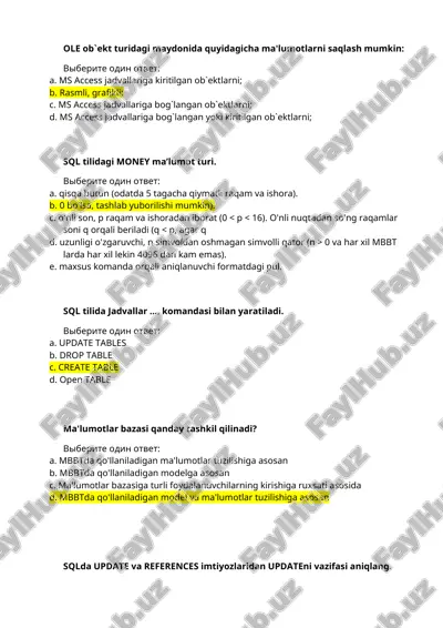 sql tilidagi money ma’lumot turi — DOCX