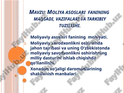 moliya asoslari — PPTX