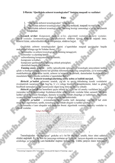 “qurilishda axborot texnologiyalari” fanining maqsadi va vazifalari — PDF