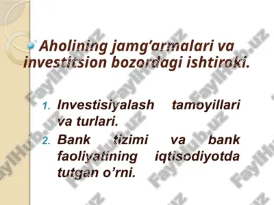 investitsion moliyaviy ishlar ta'limi — PPTX