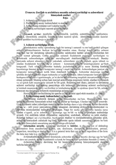 qurilish va arxitektura soxasida axborot xavfsizligi va axborotlarni himoyalash usullari — PDF