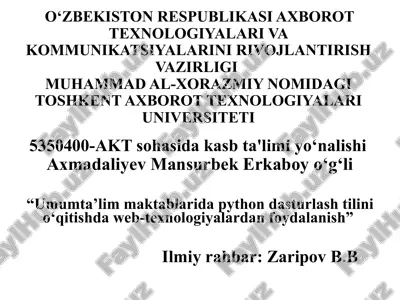 umumta’lim maktablarida python dasturlashni o‘qitish — PPTX