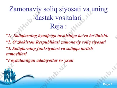 zamonaviy soliq siyosati va uning dastak vositalari — PPTX